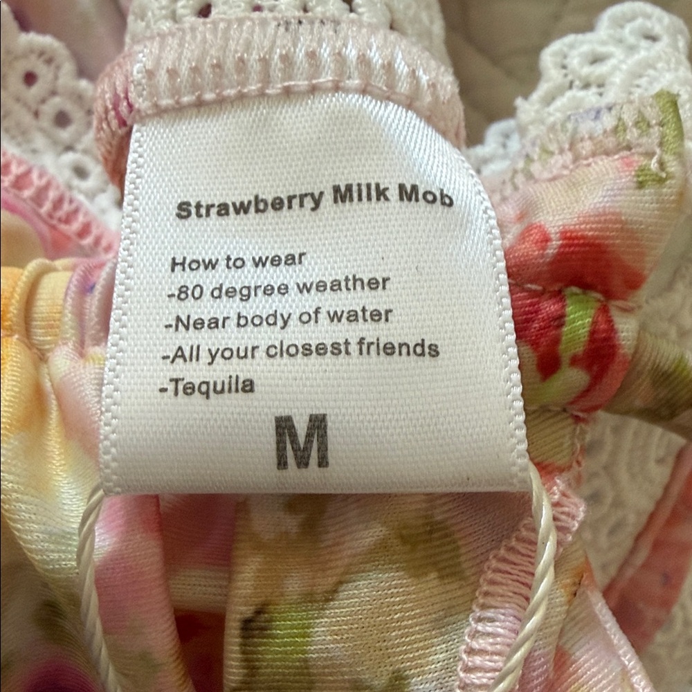 Strawberry Milk Mob Floral Lace Trim Bralette | Bikini Top - Picture 6 of 6